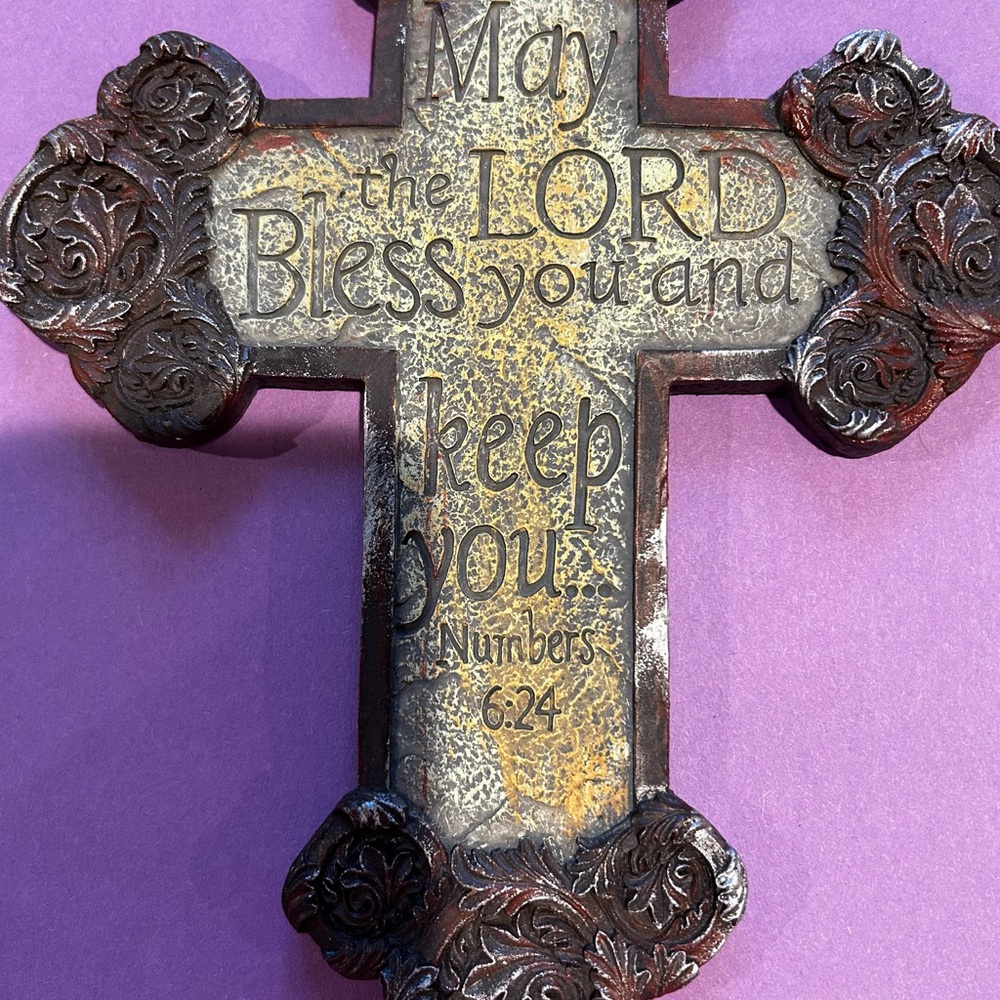 Decorative Brown and Gold Wall Cross